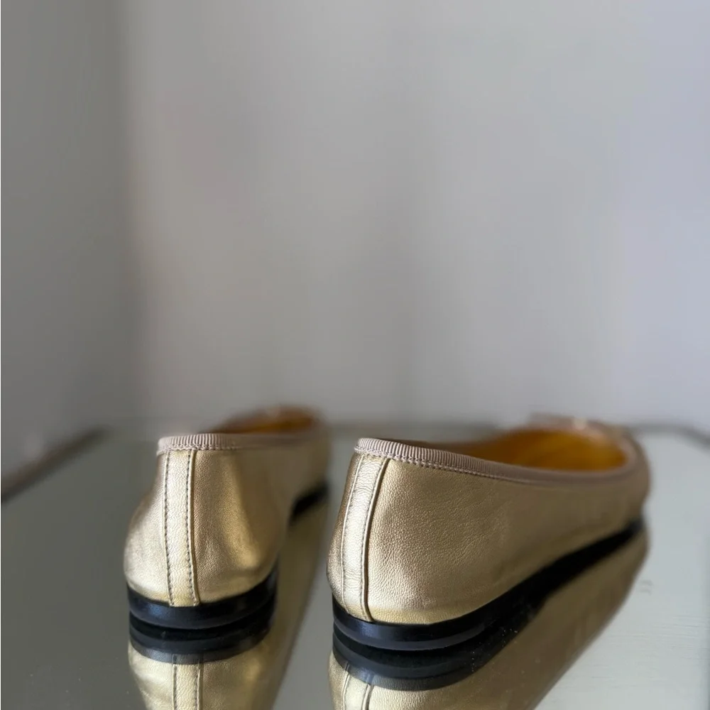 Prada Metallic Gold Ballerina Flats 37 $950 - Picture 7 of 12